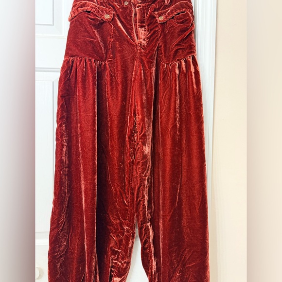 We The Free Pants - We The Free | Velvet Wide-Leg Pants in Rich Orange Red